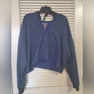 Women's Victoria Secret Blue and Black Tiger Striped Hoodie